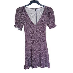 Divided By H&M Womens Dress Size XS Floral Mini Short Zipper 90's Y2k V Neckline